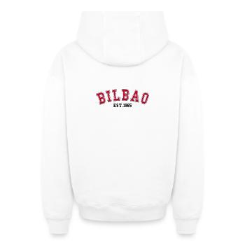 Bilbao Est. 1965 - Sweat à capuche unisexe zippé oversize épais SPREAD - blanc - Dos - AI Model Male 178 light (178cm)