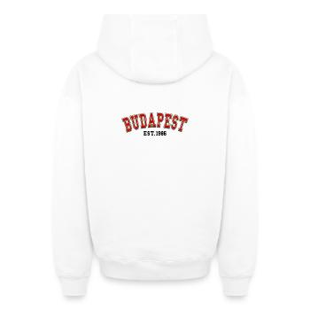 Budapest, gegründet 1986 - Oversized Heavyweight Unisex Zip Hoodie - Weiß - Hinten - AI Model Male 178 light (178cm)