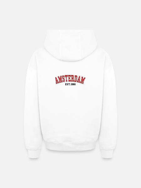 Amsterdam Est. 1966 - Oversized Heavyweight Unisex Zip Hoodie - white