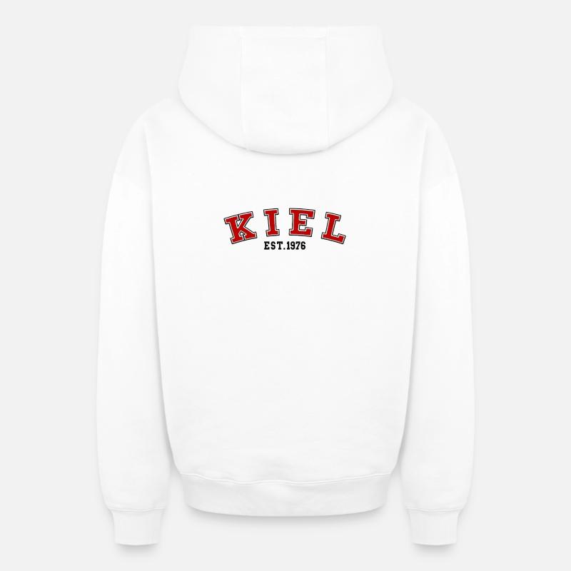 Kiel Fondée en 1976 - Sweat à capuche unisexe zippé oversize épais SPREAD - blanc