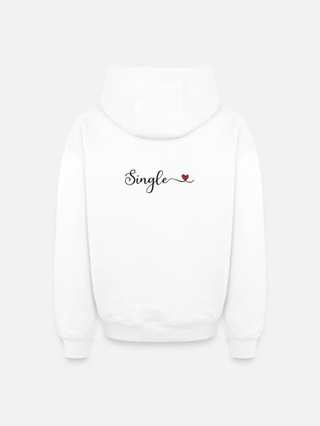 Single handwritten lettering with heart - Oversized Heavyweight Unisex Zip Hoodie - white