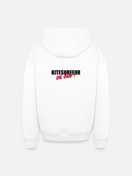 Kiteboarding / Kitesurfing / Kitesurf / - Sweat à capuche unisexe zippé oversize épais SPREAD - blanc