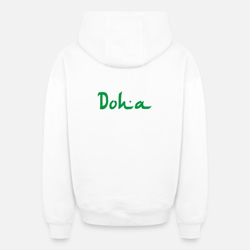 DOHA - Oversized Heavyweight Unisex Zip Hoodie - Weiß