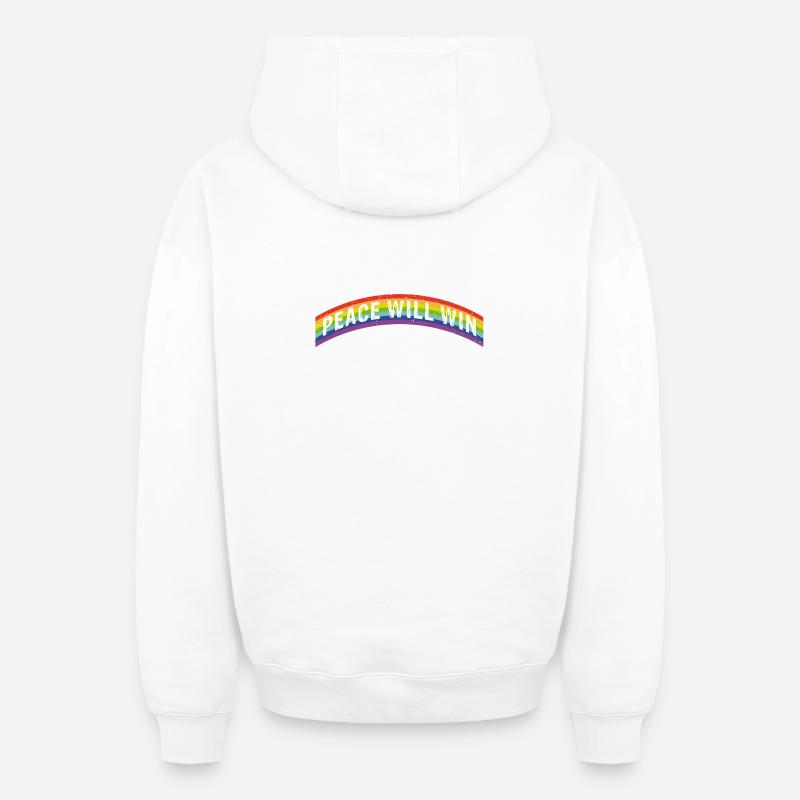 Rainbow Regenbogen Peace will win - Oversized Heavyweight Unisex Zip Hoodie - Weiß