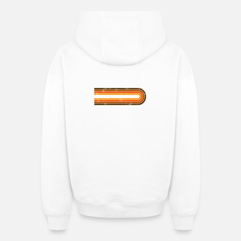 Rayures rétro - Sweat à capuche unisexe zippé oversize épais SPREAD - blanc