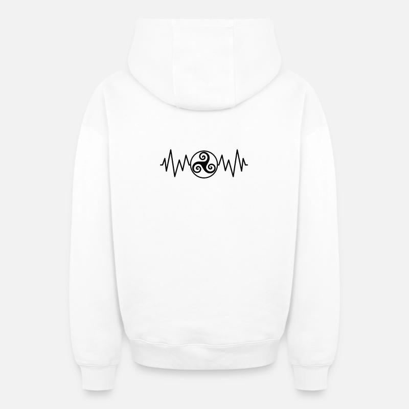 Triskèle rythme cardiaque - Sweat à capuche unisexe zippé oversize épais SPREAD - blanc