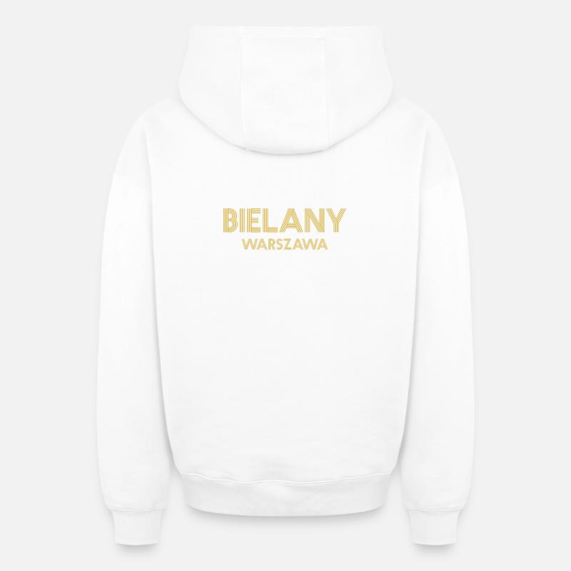 BIELANY Warszawa Varsovie Warschau - Sweat à capuche unisexe zippé oversize épais SPREAD - blanc