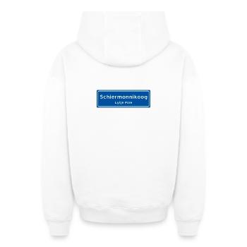 Ortsschild Schiermonnikoog - Oversized Heavyweight Unisex Zip Hoodie - Weiß - Hinten - AI Model Male 178 light (178cm)