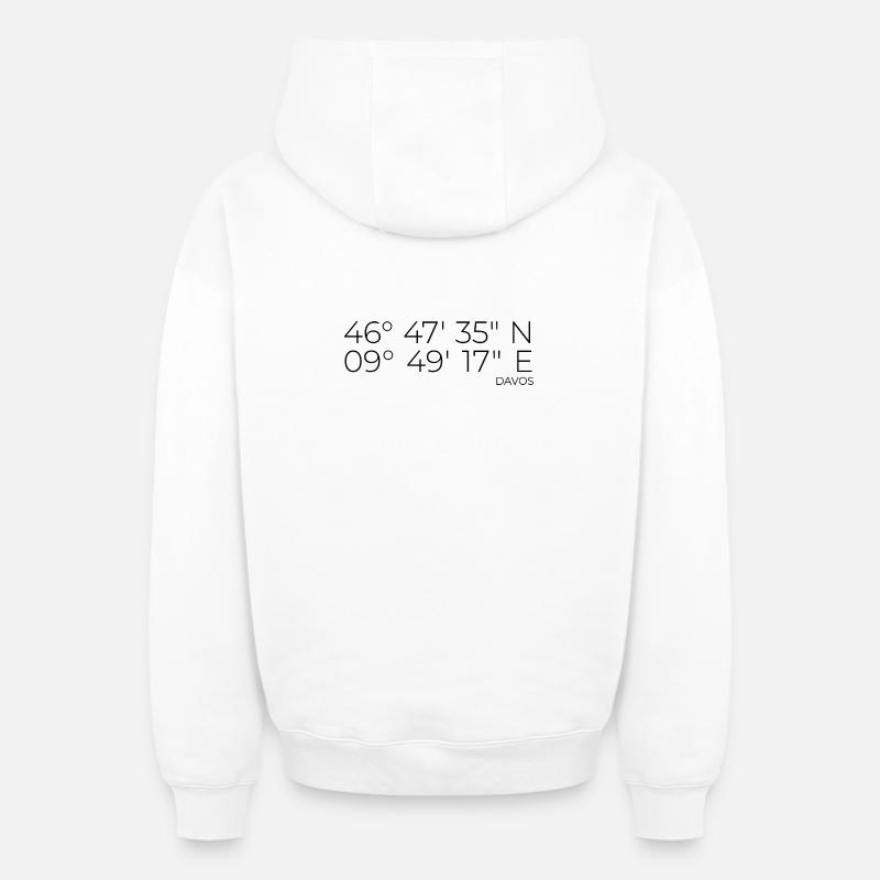 Coordinates Davos Graubünden - Oversized Heavyweight Unisex Zip Hoodie - white