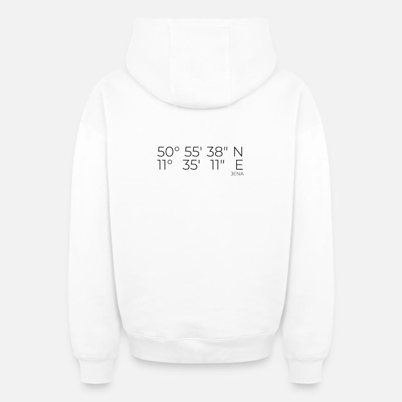 Coordonnées Iéna, Thuringe - Sweat à capuche unisexe zippé oversize épais SPREAD - blanc