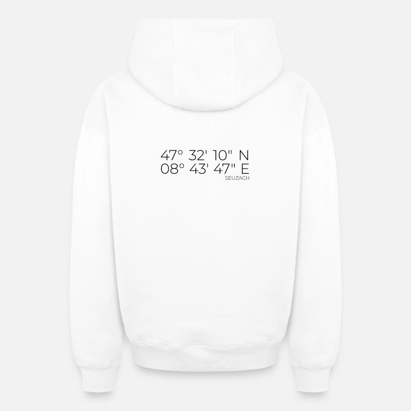 Coordonnées Seuzach Suisse - Sweat à capuche unisexe zippé oversize épais SPREAD - blanc