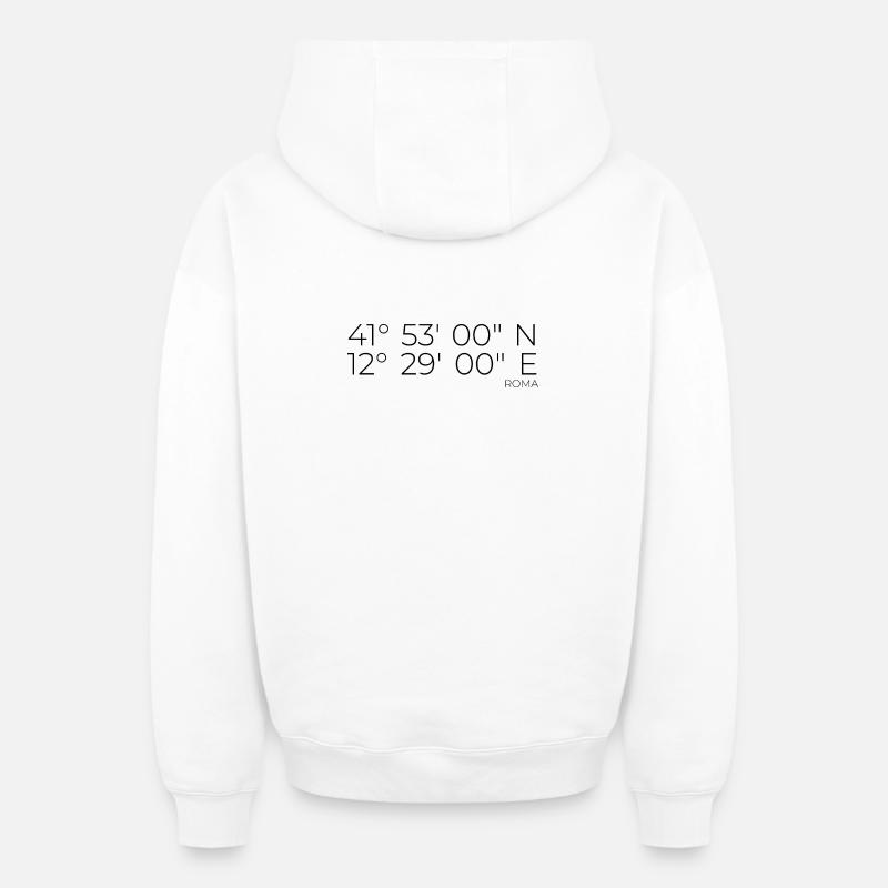 Coordonnées Roma Italie - Sweat à capuche unisexe zippé oversize épais SPREAD - blanc