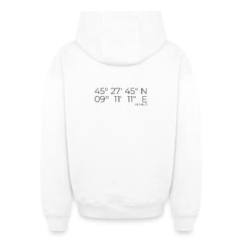 coordinates Milano, Italy - Oversized Heavyweight Unisex Zip Hoodie - white - Back - AI Model Male 178 light (178cm)