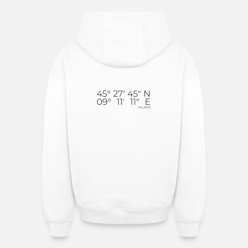 coordonnées Milano, Italie - Sweat à capuche unisexe zippé oversize épais SPREAD - blanc