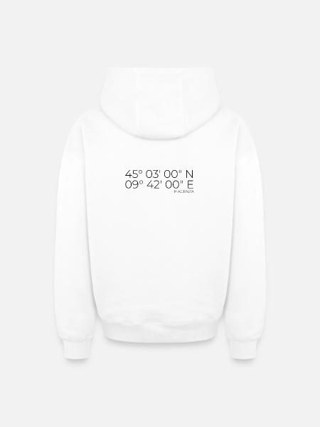Coordinates: Piacenza, Italy - Oversized Heavyweight Unisex Zip Hoodie - white