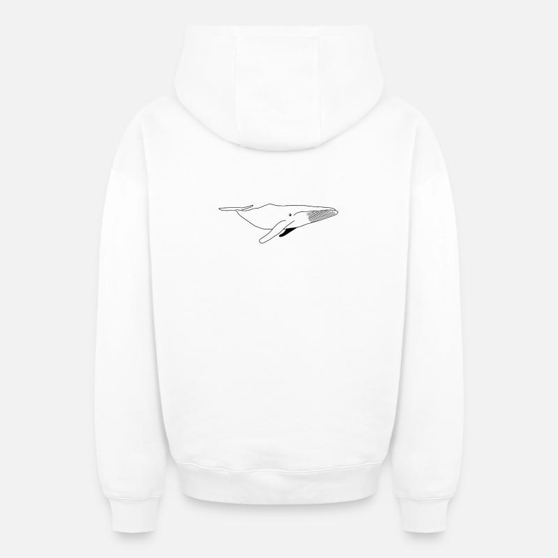 Baleine - noir blanc graphique - Sweat à capuche unisexe zippé oversize épais SPREAD - blanc