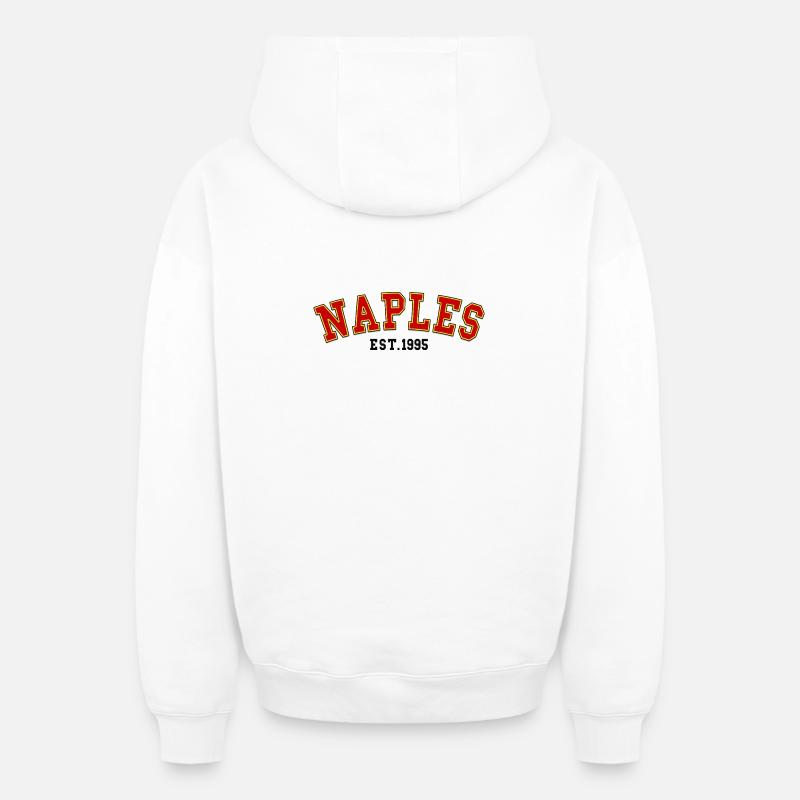 Naples Est.1995 - Sweat à capuche unisexe zippé oversize épais SPREAD - blanc