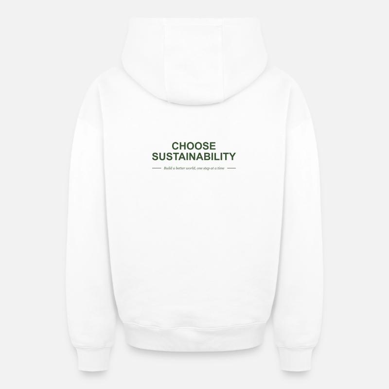 Choisissez la durabilité - Sweat à capuche unisexe zippé oversize épais SPREAD - blanc
