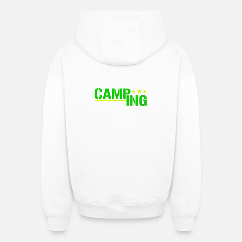 Camping - Sweat à capuche unisexe zippé oversize épais SPREAD - blanc