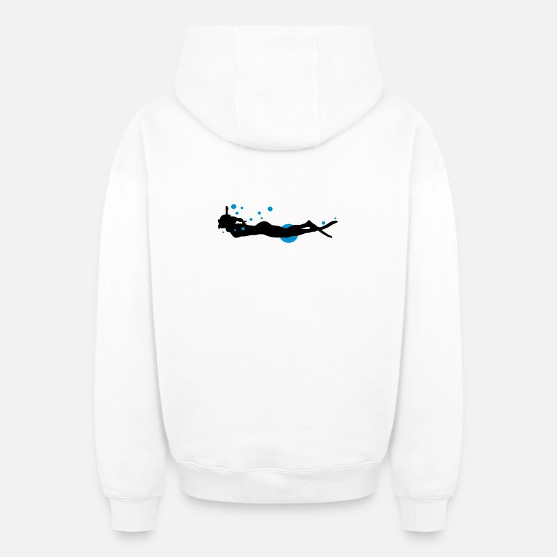plongeur - Sweat à capuche unisexe zippé oversize épais SPREAD - blanc