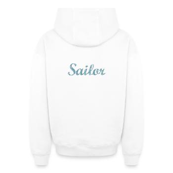 Sailor Segel Segeln Segler - Oversized Heavyweight Unisex Zip Hoodie - Weiß - Hinten - AI Model Male 178 light (178cm)