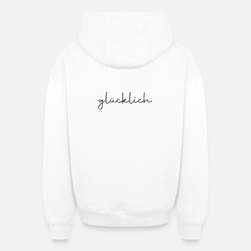 glücklich - Oversized Heavyweight Unisex Zip Hoodie - Weiß