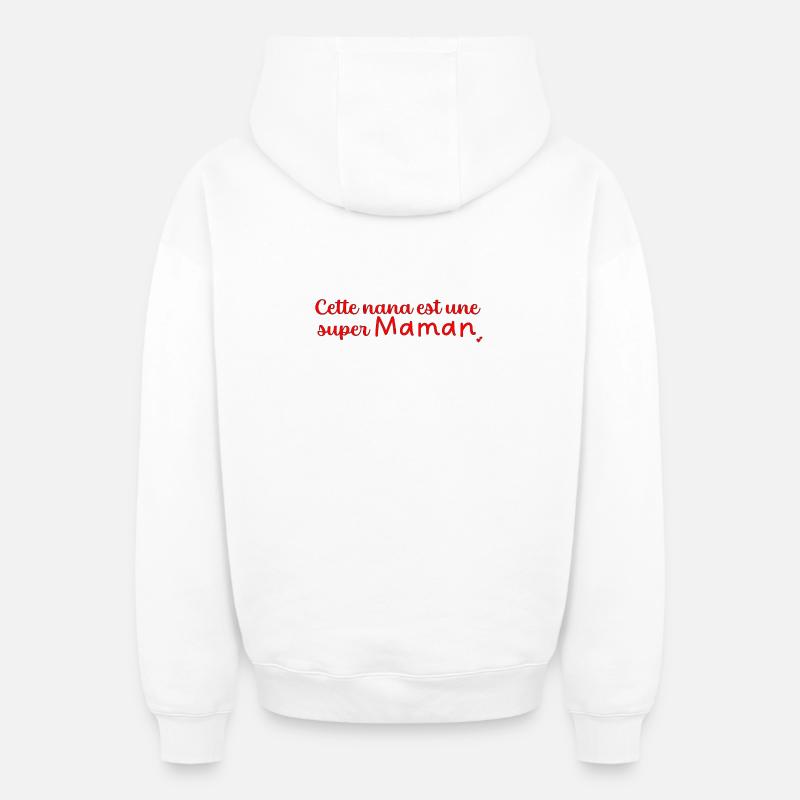 Super maman - Sweat à capuche unisexe zippé oversize épais SPREAD - blanc