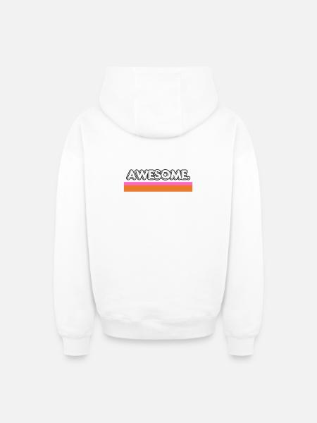Awesome Retro Stripe - Oversized Heavyweight Unisex Zip Hoodie - white