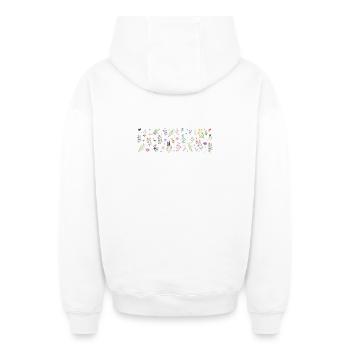 Midnight Bloom Botanical Print - Oversized Heavyweight Unisex Zip Hoodie - white - Back - AI Model Male 178 light (178cm)