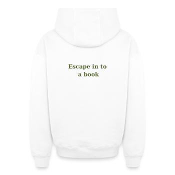 Entfliehen Sie in ein Buch - Olivgrün - Oversized Heavyweight Unisex Zip Hoodie - Weiß - Hinten - AI Model Male 178 light (178cm)