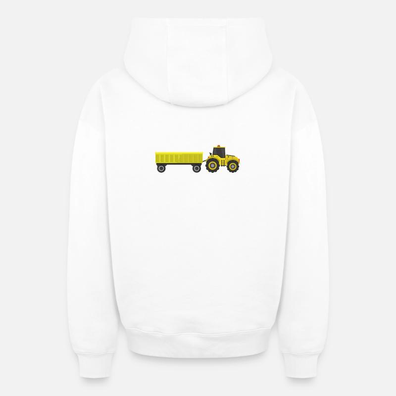 tracteur - Sweat à capuche unisexe zippé oversize épais SPREAD - blanc