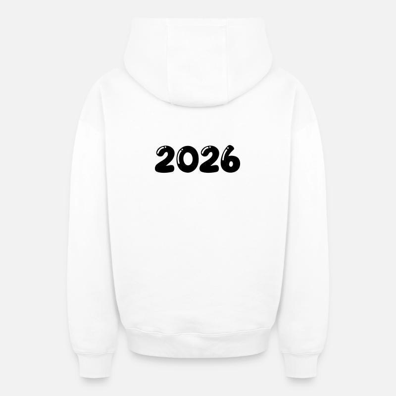 2026 - Sweat à capuche unisexe zippé oversize épais SPREAD - blanc