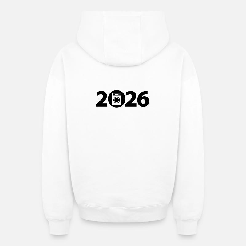 Machine à laver 2026, lessive 2026 - Sweat à capuche unisexe zippé oversize épais SPREAD - blanc