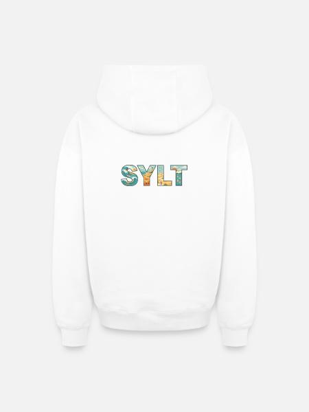 SYLT – Inselleben im Buchstaben-Design - Oversized Heavyweight Unisex Zip Hoodie - Weiß