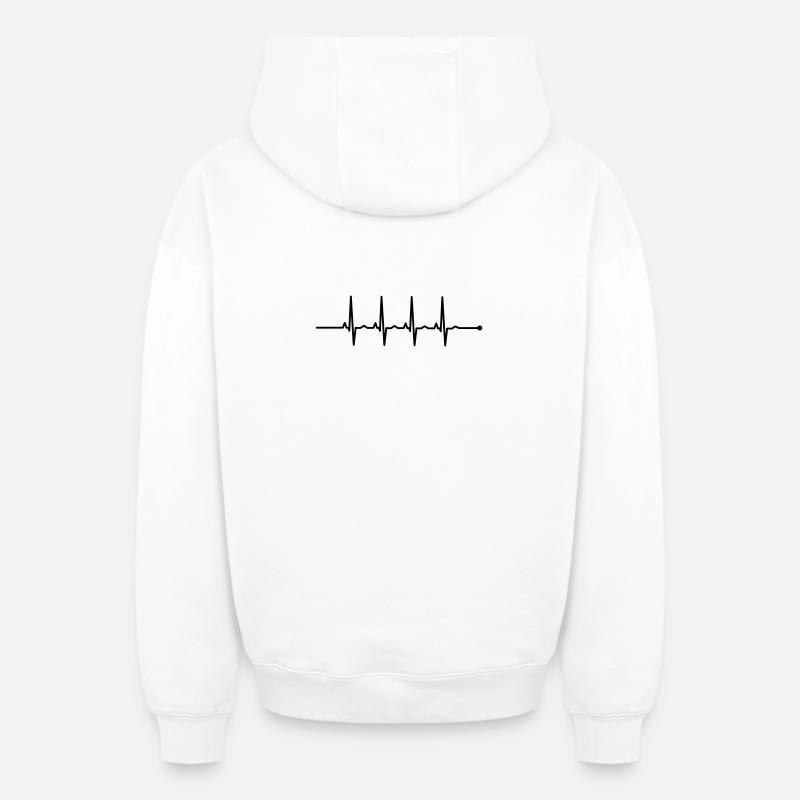 pulsation du rythme cardiaque - Sweat à capuche unisexe zippé oversize épais SPREAD - blanc