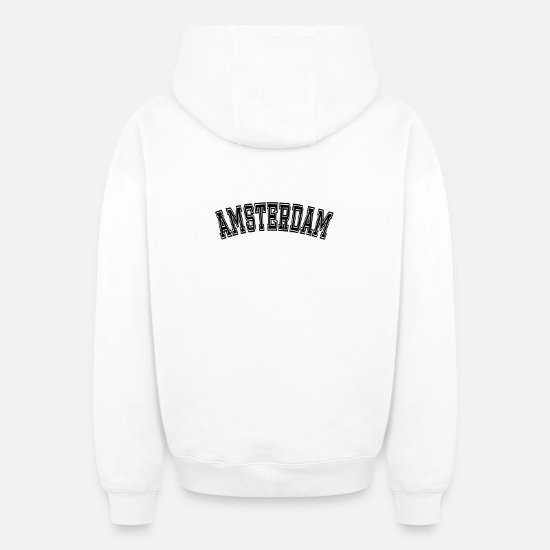 Conception AMSTERDAM - Sweat à capuche unisexe zippé oversize épais SPREAD - blanc