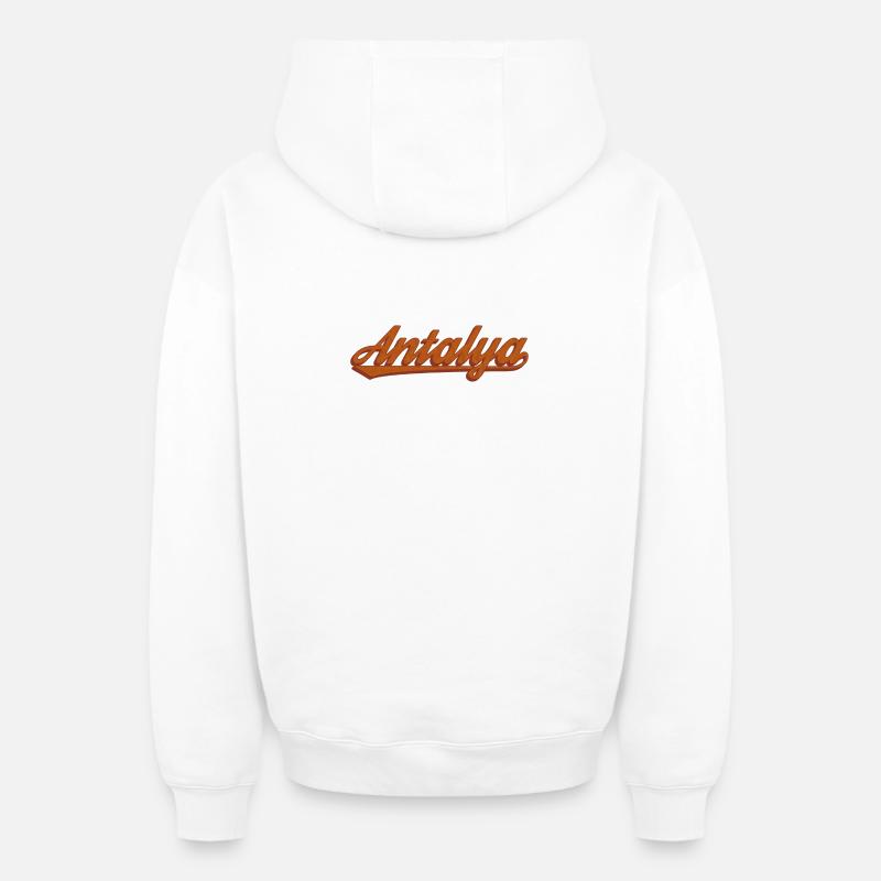 Antalya Lettering Retro Design - Sweat à capuche unisexe zippé oversize épais SPREAD - blanc