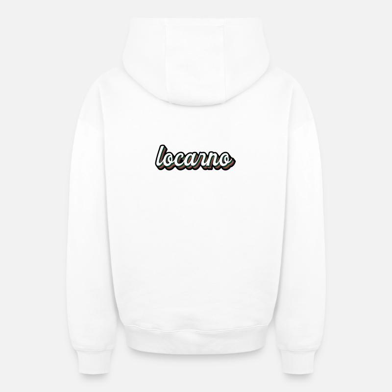 Locarno Regenbogen Script - Oversized Heavyweight Unisex Zip Hoodie - Weiß