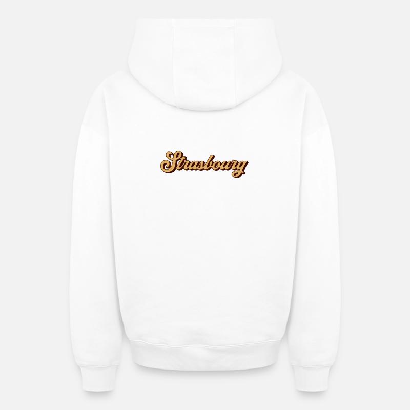Strasbourg Script Souvenir - Oversized Heavyweight Unisex Zip Hoodie - Weiß