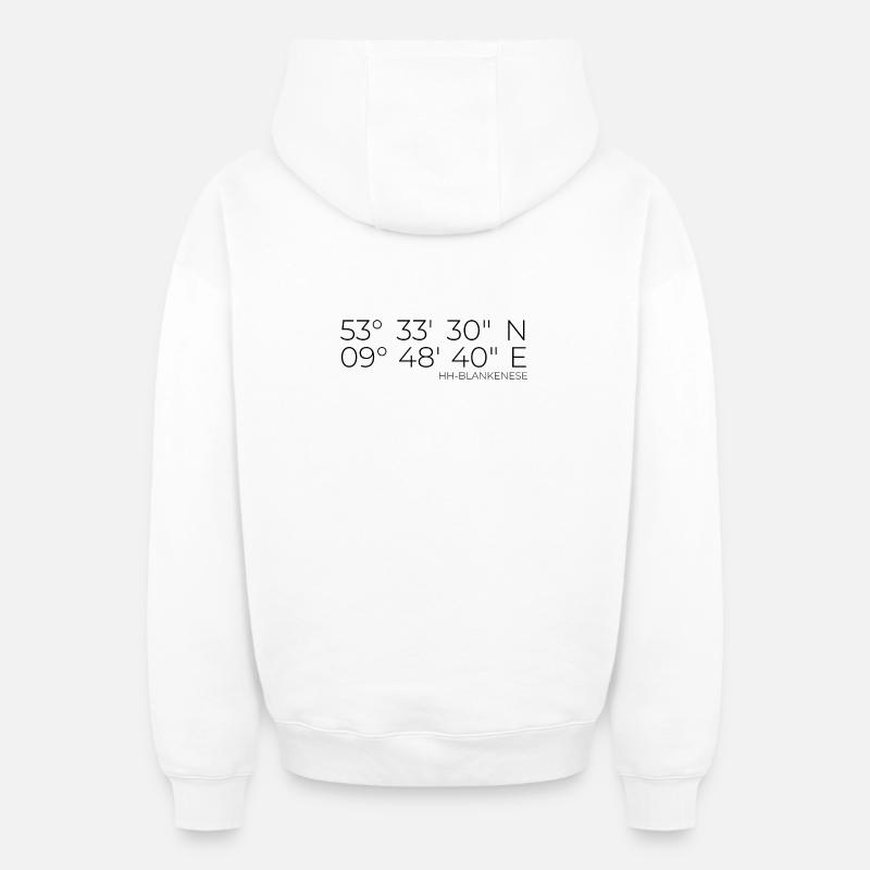 coordonnées Hambourg Blankenese - Sweat à capuche unisexe zippé oversize épais SPREAD - blanc