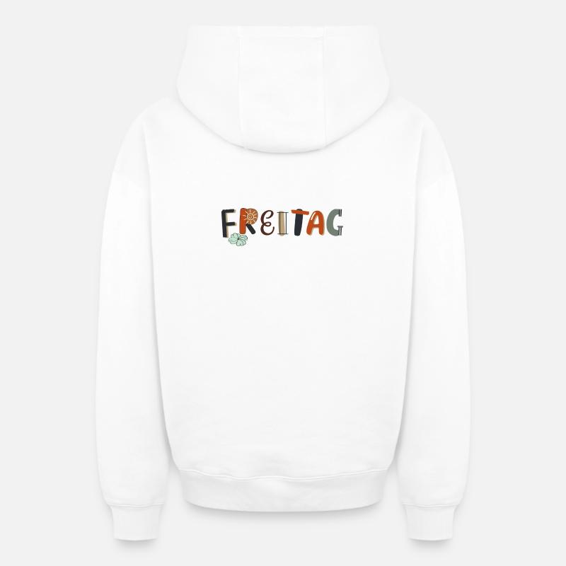 Vendredi en semaine - Sweat à capuche unisexe zippé oversize épais SPREAD - blanc