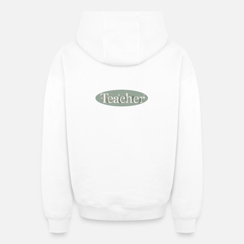 Enseignant d’hiver Lettrage Branches de sapin - Sweat à capuche unisexe zippé oversize épais SPREAD - blanc