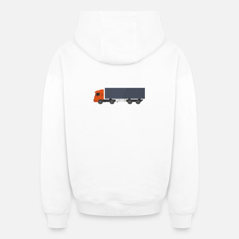 Container-LKW - Oversized Heavyweight Unisex Zip Hoodie - Weiß