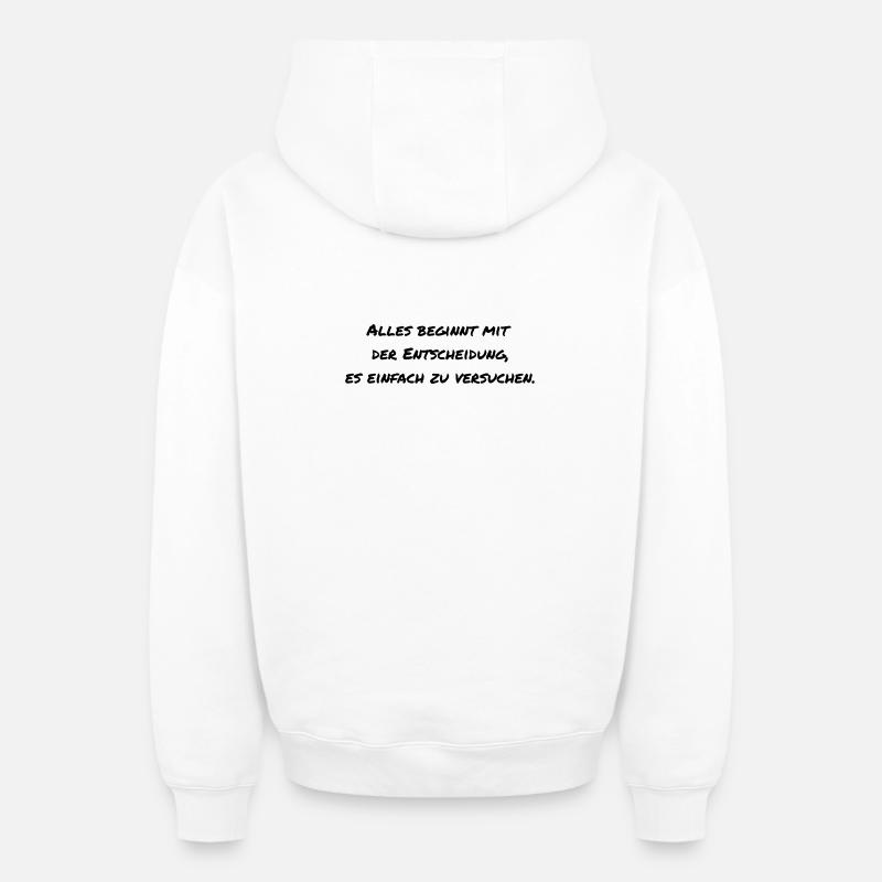 Dire motivation - Sweat à capuche unisexe zippé oversize épais SPREAD - blanc
