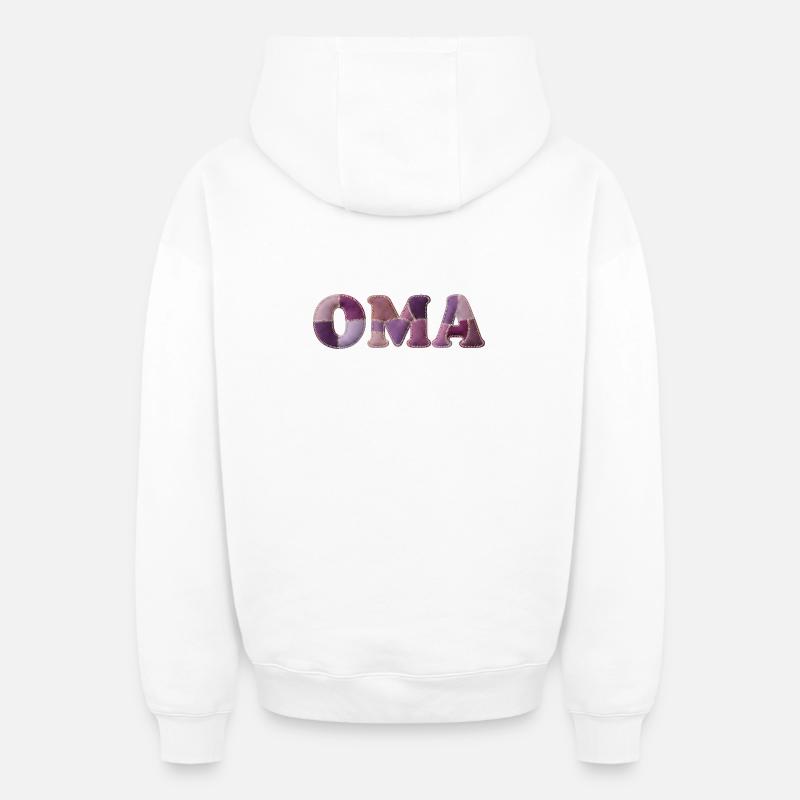 OMA Patchwork Stoff Design Geschenkidee - Oversized Heavyweight Unisex Zip Hoodie - Weiß