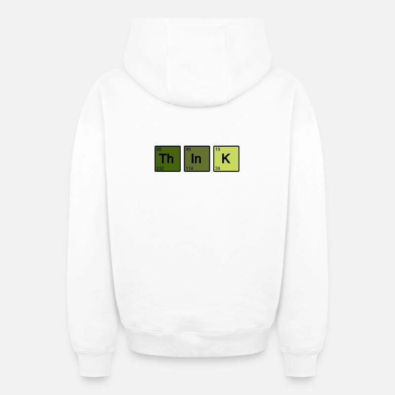 Think (vert) - Sweat à capuche unisexe zippé oversize épais SPREAD - blanc