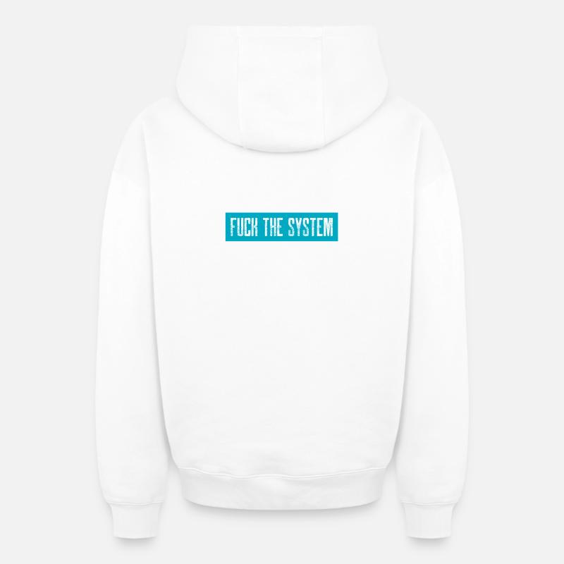 Fuck le système - Sweat à capuche unisexe zippé oversize épais SPREAD - blanc