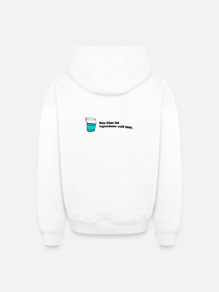 Glass fully empty - Oversized Heavyweight Unisex Zip Hoodie - white