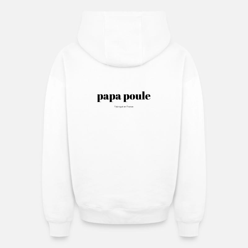 Papa-Huhn-Skript - Oversized Heavyweight Unisex Zip Hoodie - Weiß