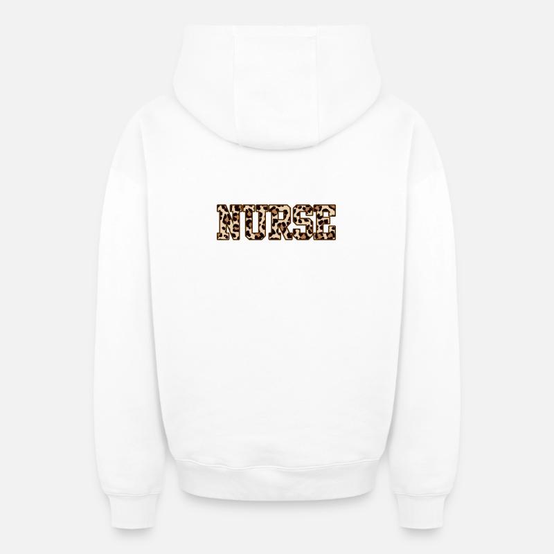 Infirmière léopard  - Sweat à capuche unisexe zippé oversize épais SPREAD - blanc